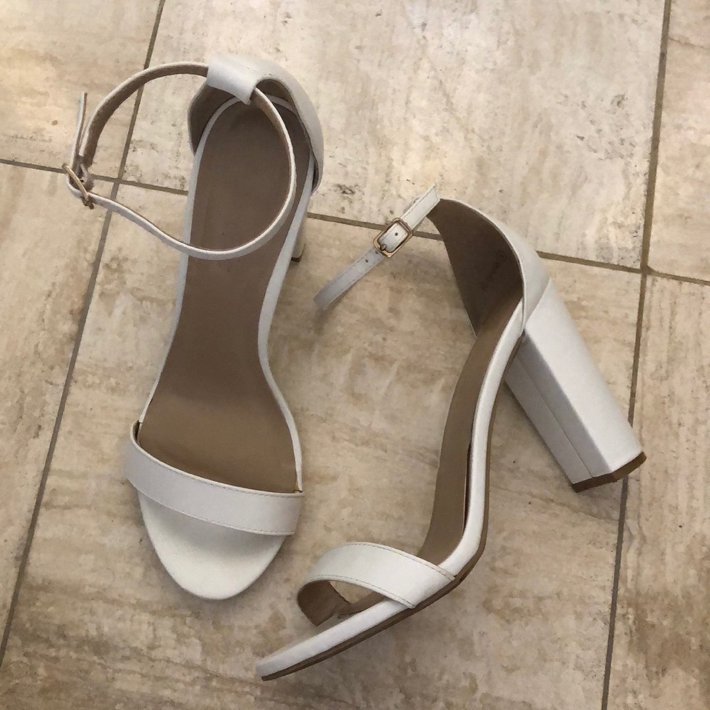 White Block Chunk Heels